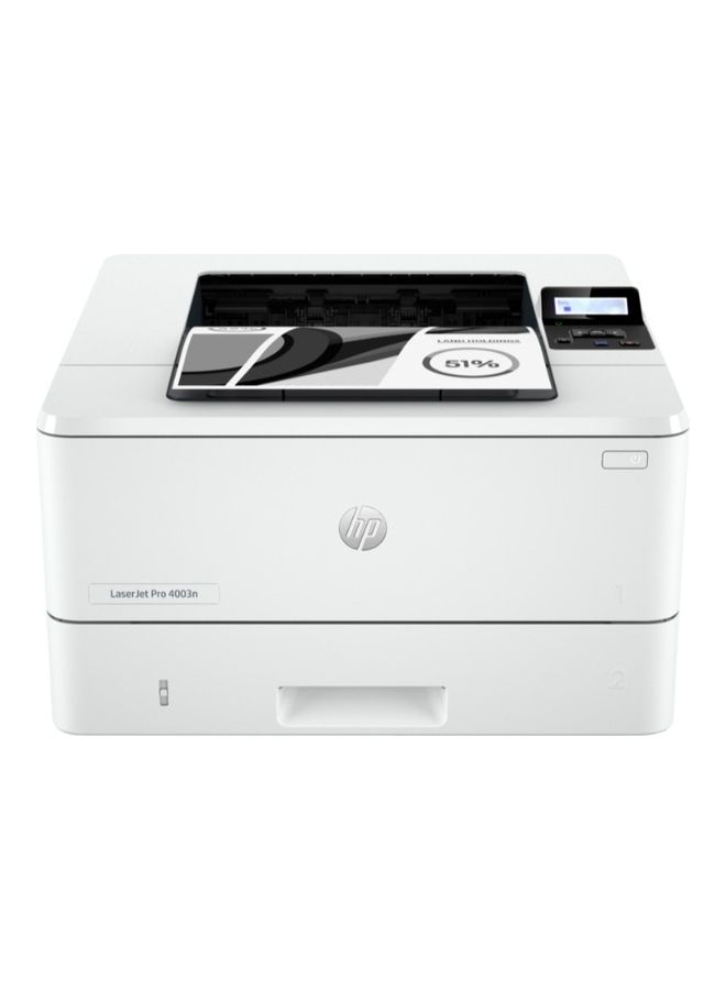 HP - LaserJet Pro 4003n A4 Black and White Printer, Prints Up to 42/40 ppm, 1200 x 1200 dpi Resolution, Up to 900 Sheets Input Capacity, LCD Graphic Display, USB 2.0 / Ethernet | 2Z611A White - Image 1