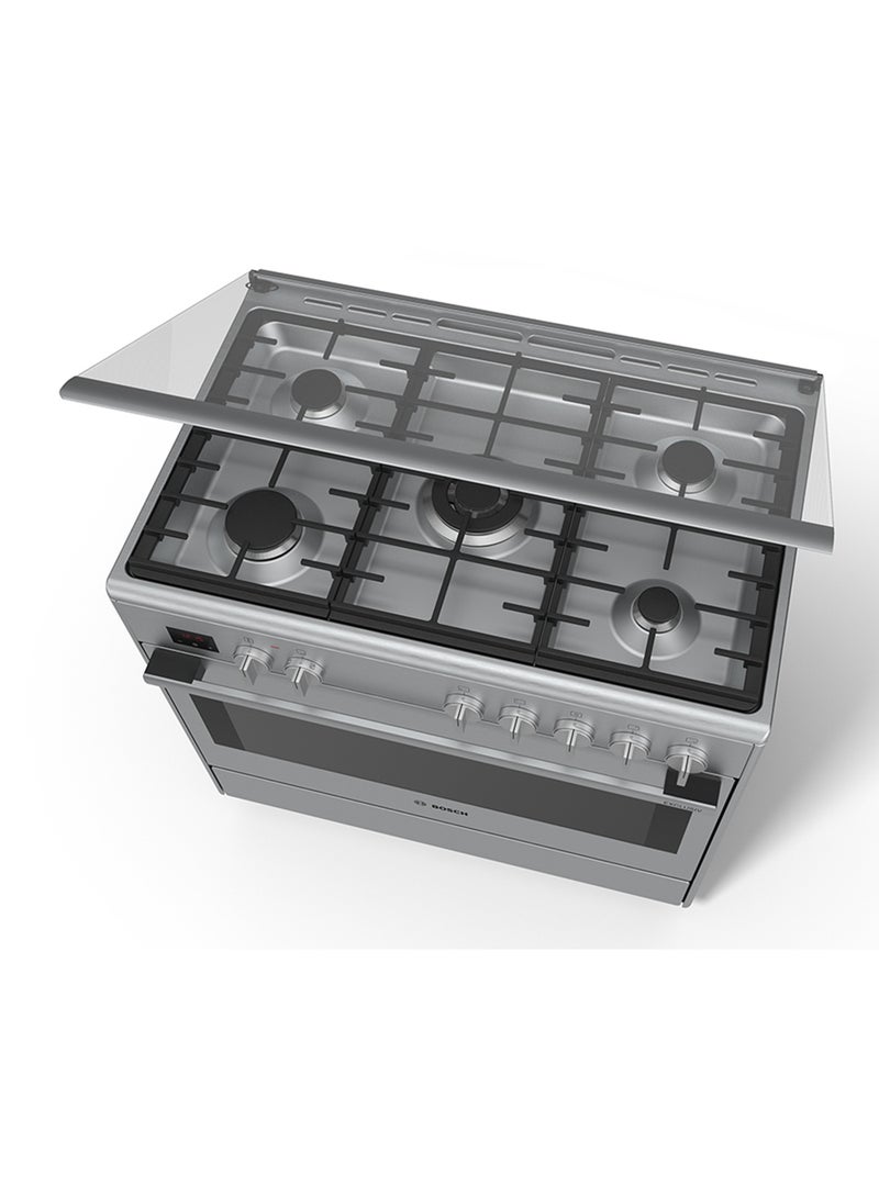 BOSCH Dual Fuel Range Cooker, 90 cm, with Gas and Electric Flexibility HSB738357M Stainless Steel  - Image 2