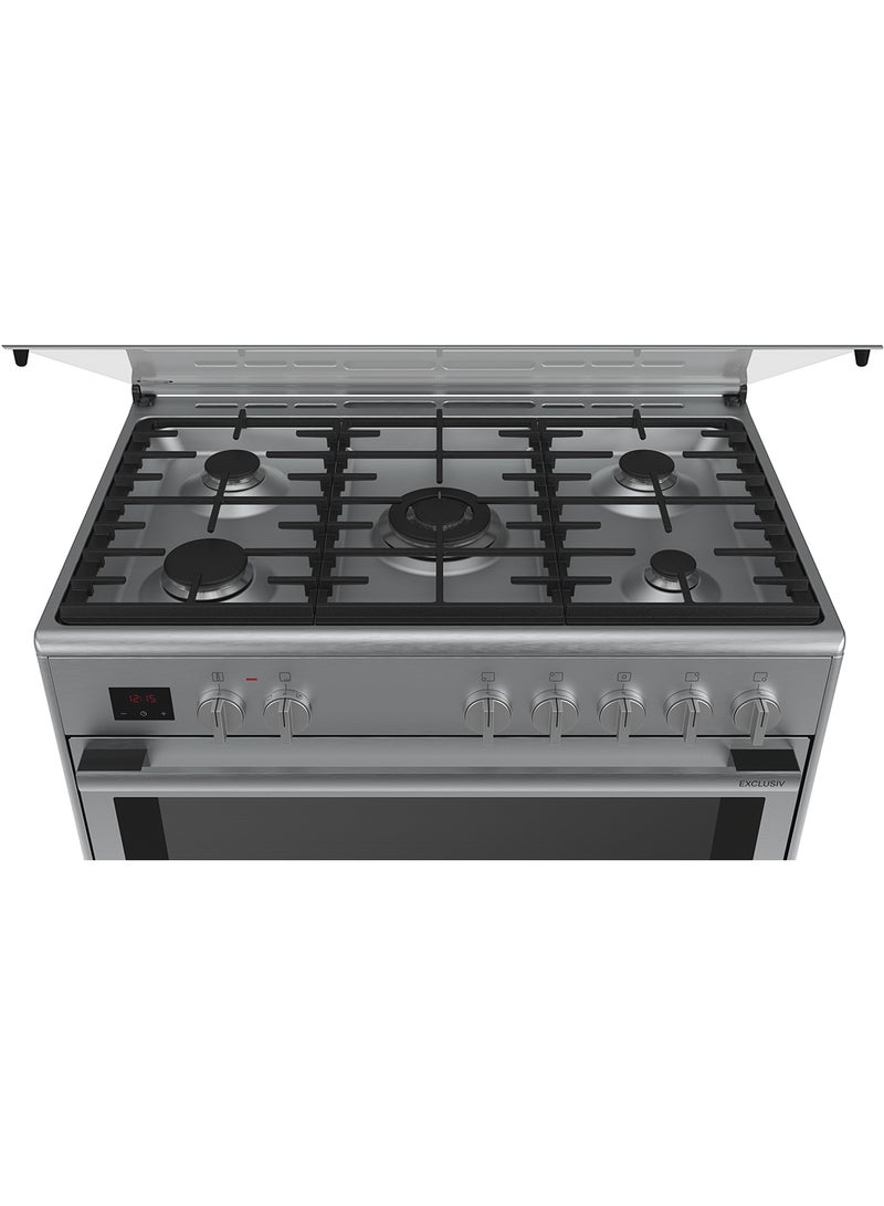 BOSCH Dual Fuel Range Cooker, 90 cm, with Gas and Electric Flexibility HSB738357M Stainless Steel  - Image 4