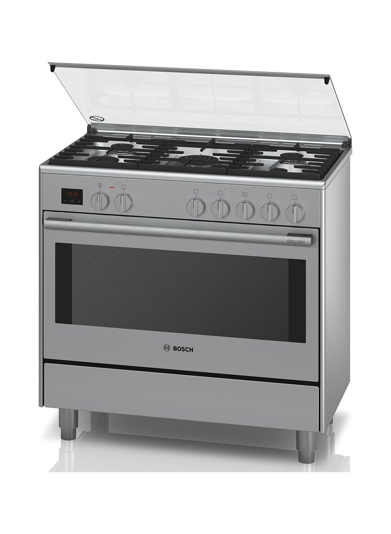 BOSCH Dual Fuel Range Cooker, 90 cm, with Gas and Electric Flexibility HSB738357M Stainless Steel  - Image 3