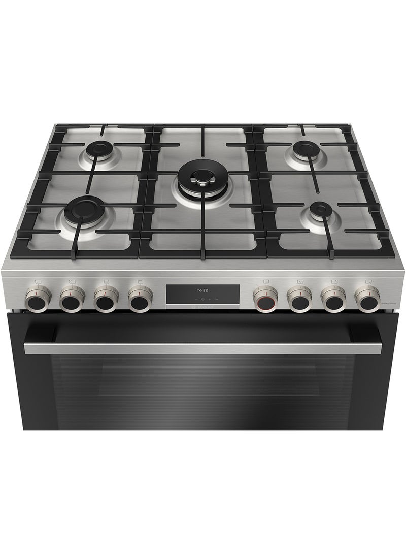 BOSCH Gas Range Cooker, 90 cm, with XXL Cooking Capacity HIZ5G7W50M Stainless Steel  - Image 2