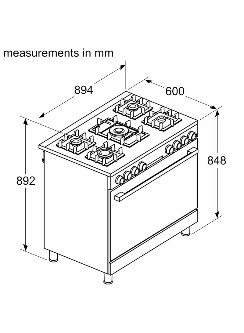 BOSCH - Gas Range Cooker, 90 cm, with Rotisserie Function HJY5G7V60M Black - Image 1