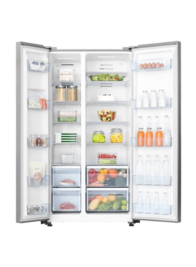 Side by Side Door, 569 Lt 19.9 Cu.Ft Refrigerator, Auto Defrost, Energy Saving Soundless Invertor, Touch Control, Metal Cooling, Large capacity, Premium Grey RS74W2NQ Silver