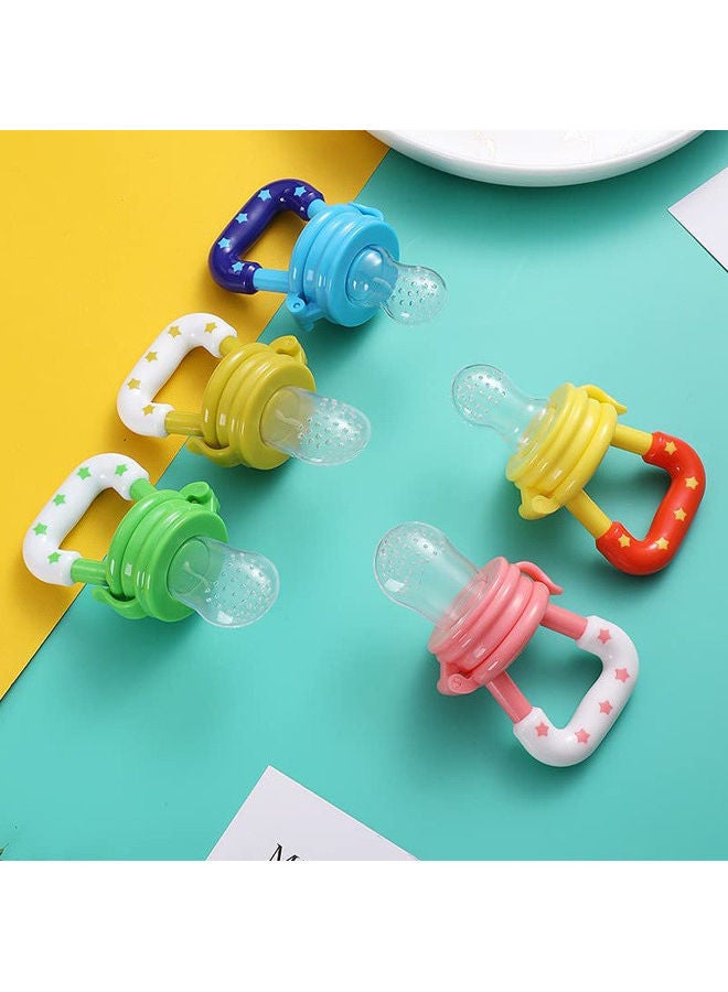 روك بو مغذي طعام للأطفال، 4 قطع من مصاصة التسنين على شكل فواكه طازجة، مصاصة سيليكون للأطفال على شكل فواكه لتغذية المكملات الغذائية - Image 5