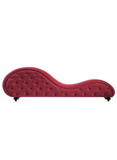 ريغال إن هاوس كرسي استرخاء رومانسية شيزلونج منجدة من المخمل برغندي 180x80x50cmسم  - Image 2