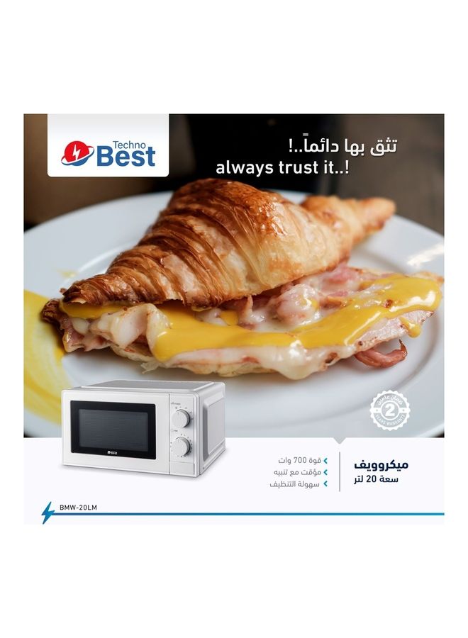 تكنو بيست - فرن ميكروويف 20 L 700 W BMW-20LM ابيض - Image 1