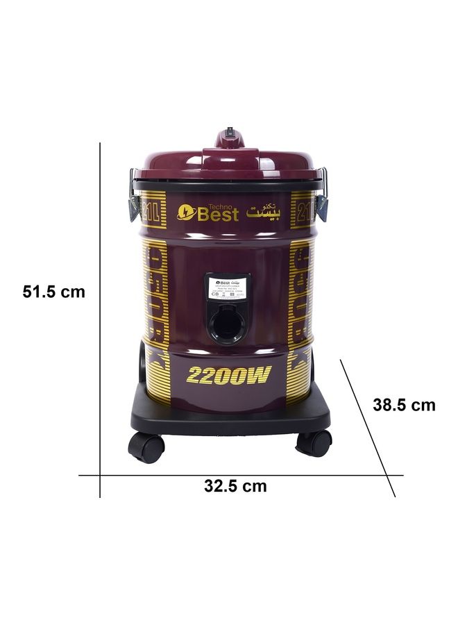 تكنو بيست - مكنسة كهربائية 21 L 2200 W BVC-021 أحمر/ بني - Image 1