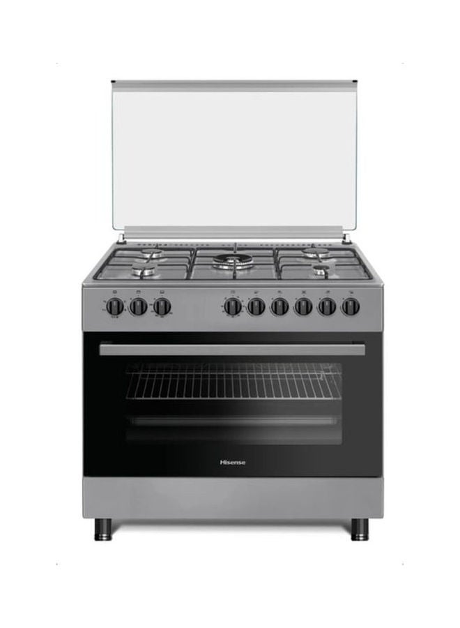 Hisense Hgi9B20S, 90 Cm Freestanding Gas Cooker With Dual Fan, 105 Liters Multifunction Oven, Mate Enameled Pan Support, One Hand Ignition, Stainless Steel, 1 Year Warranty HG19B20S Grey/Silver