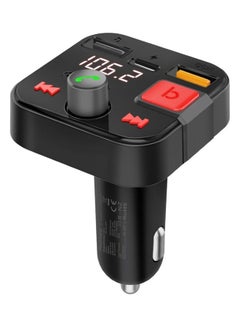 PROMATE Bluetooth FM Transmitter, 30W Cigarette Lighter USB Charger Car Kit with 18W QC 3.0 Port, USB-C 12W Port, Flash Drive Input, Microphone and LCD Screen, PowerTune-30W Black  - Image 1