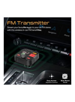 PROMATE Bluetooth FM Transmitter, 30W Cigarette Lighter USB Charger Car Kit with 18W QC 3.0 Port, USB-C 12W Port, Flash Drive Input, Microphone and LCD Screen, PowerTune-30W Black  - Image 2