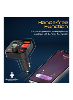 PROMATE Bluetooth FM Transmitter, 30W Cigarette Lighter USB Charger Car Kit with 18W QC 3.0 Port, USB-C 12W Port, Flash Drive Input, Microphone and LCD Screen, PowerTune-30W Black  - Image 3