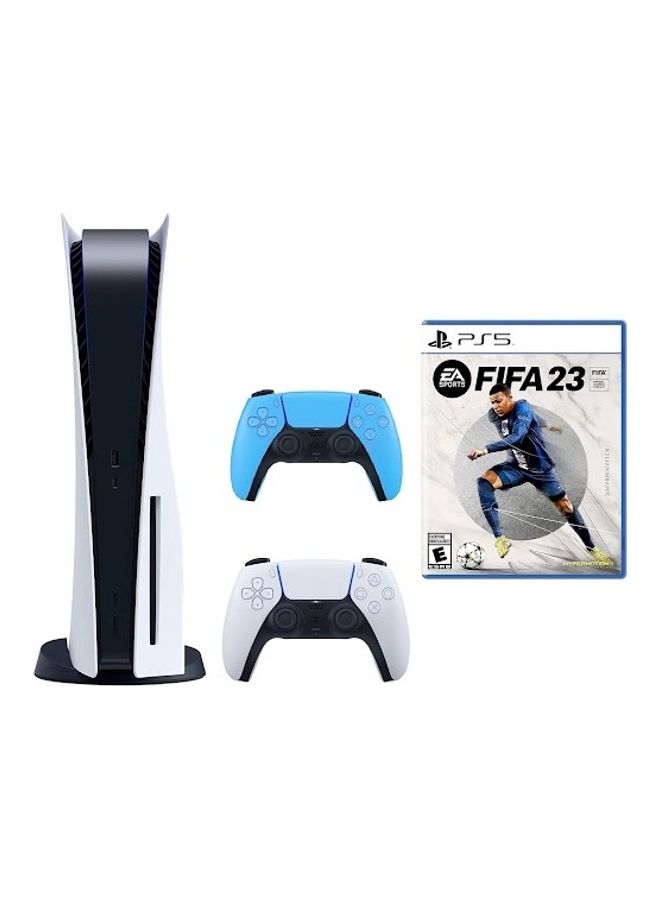 PlayStation 5 Disc Console With Extra Blue Controller and FIFA 23