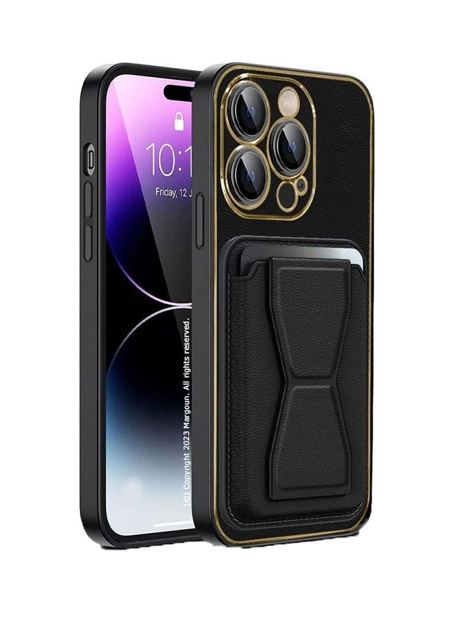 MARGOUN iPhone 14 Pro Case Cover Kickstand And Wallet Case Black - Image 1