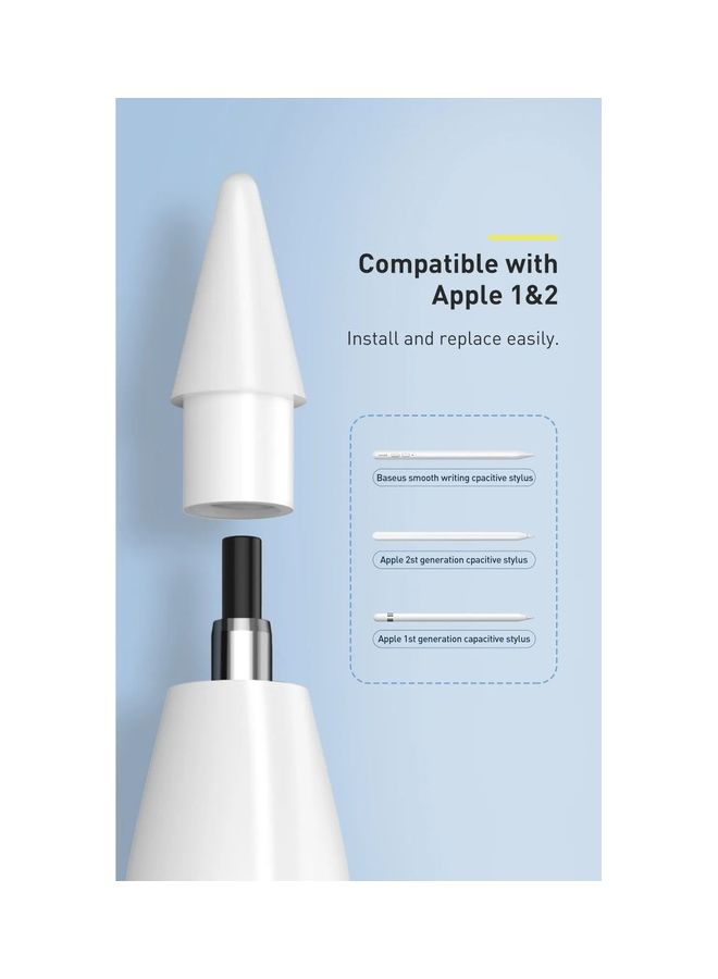 بيسوس - 2Pcs Smooth Writing Capacitive Stylus Tips Replacement Pencil Nibs Compatible With Apple Pencil 2nd And 1st Generation Purple - Image 1