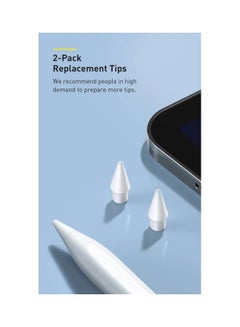 Baseus 2 Pieces Smooth Writing Capacitive Stylus Tips Replacement Nibs Compatible With Pencil 2nd And 1st Generation Blue  - Image 2