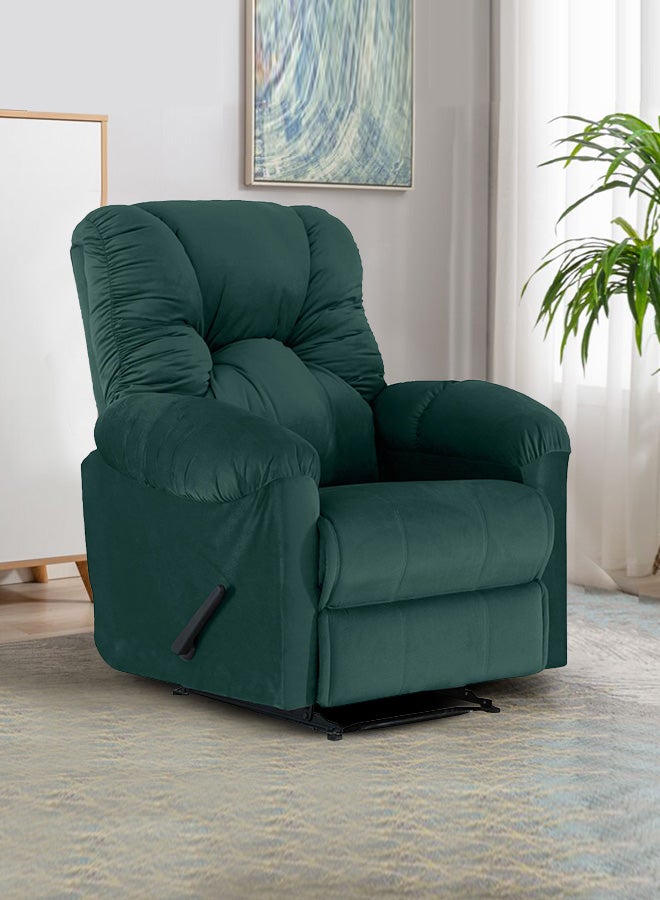 Velvet Upholstered Rocking Recliner Chair With Bed Mode Dark Green 90x100x80cm - v1685871483/N43636554A_1