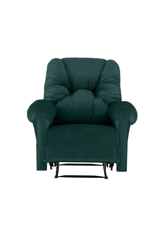 Velvet Upholstered Rocking Recliner Chair With Bed Mode Dark Green 90x100x80cm - v1685871484/N43636554A_5