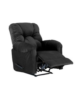 Velvet Upholstered Rocking and Rotating Recliner Chair With Bed Mode Black 90x100x80cm - v1685871491/N52571377A_2