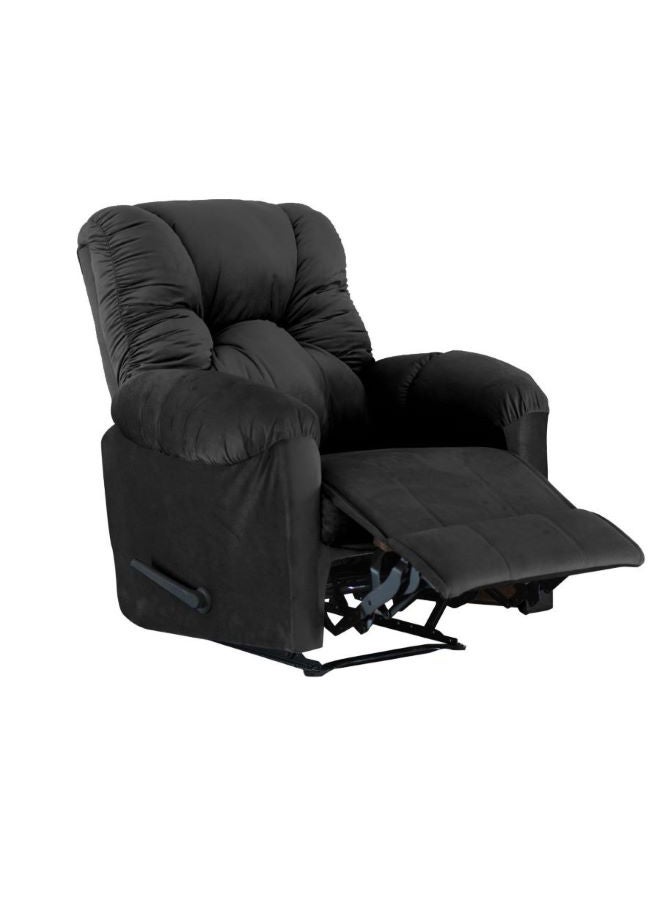 AMERICAN POLO - Velvet Upholstered Rocking and Rotating Recliner Chair With Bed Mode Black 90x100x80cm - Image 1