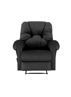 Velvet Upholstered Rocking and Rotating Recliner Chair With Bed Mode Black 90x100x80cm - v1685871491/N52571377A_4