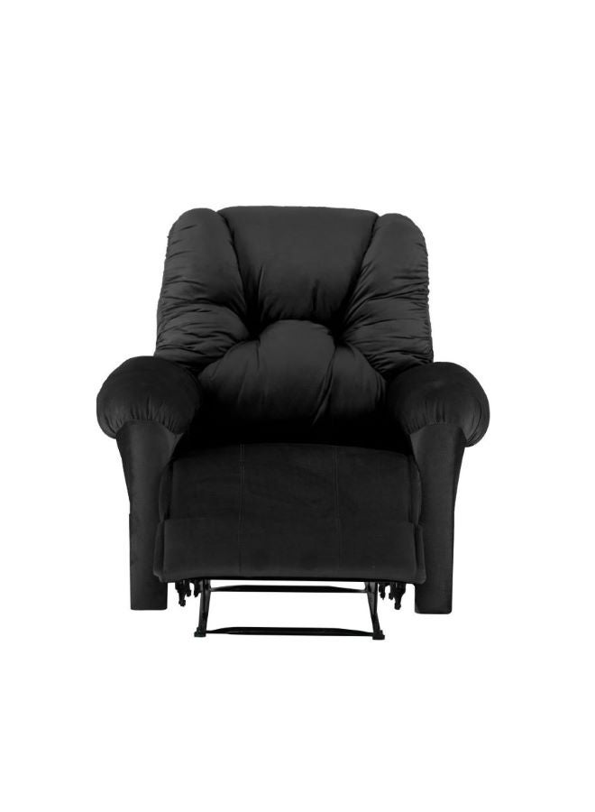 AMERICAN POLO - Velvet Upholstered Rocking and Rotating Recliner Chair With Bed Mode Black 90x100x80cm - Image 1