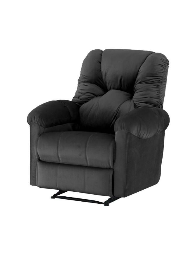 AMERICAN POLO - Velvet Upholstered Rocking and Rotating Recliner Chair With Bed Mode Black 90x100x80cm - Image 1