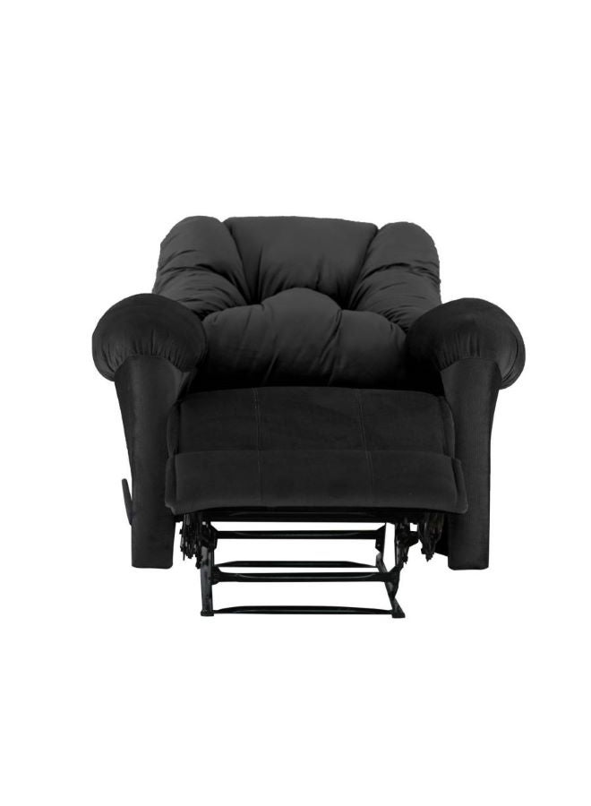 AMERICAN POLO - Velvet Upholstered Rocking and Rotating Recliner Chair With Bed Mode Black 90x100x80cm - Image 1
