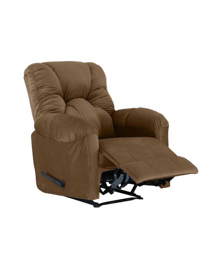 AMERICAN POLO - Velvet Upholstered Rocking and Rotating Recliner Chair With Bed Mode Light Brown 90x100x80cm - Image 1