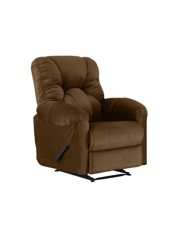 AMERICAN POLO - Velvet Upholstered Rocking and Rotating Recliner Chair With Bed Mode Light Brown 90x100x80cm - Image 1