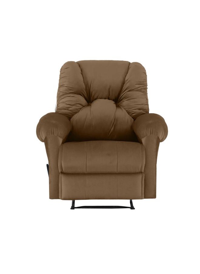 AMERICAN POLO - Velvet Upholstered Rocking and Rotating Recliner Chair With Bed Mode Light Brown 90x100x80cm - Image 1