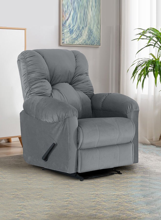 Velvet Upholstered Rocking and Rotating Recliner Chair With Bed Mode Grey 90x100x80cm