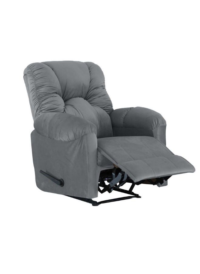 Velvet Upholstered Rocking and Rotating Recliner Chair With Bed Mode Grey 90x100x80cm