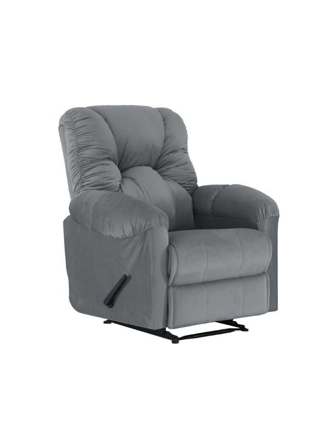 Velvet Upholstered Rocking and Rotating Recliner Chair With Bed Mode Grey 90x100x80cm