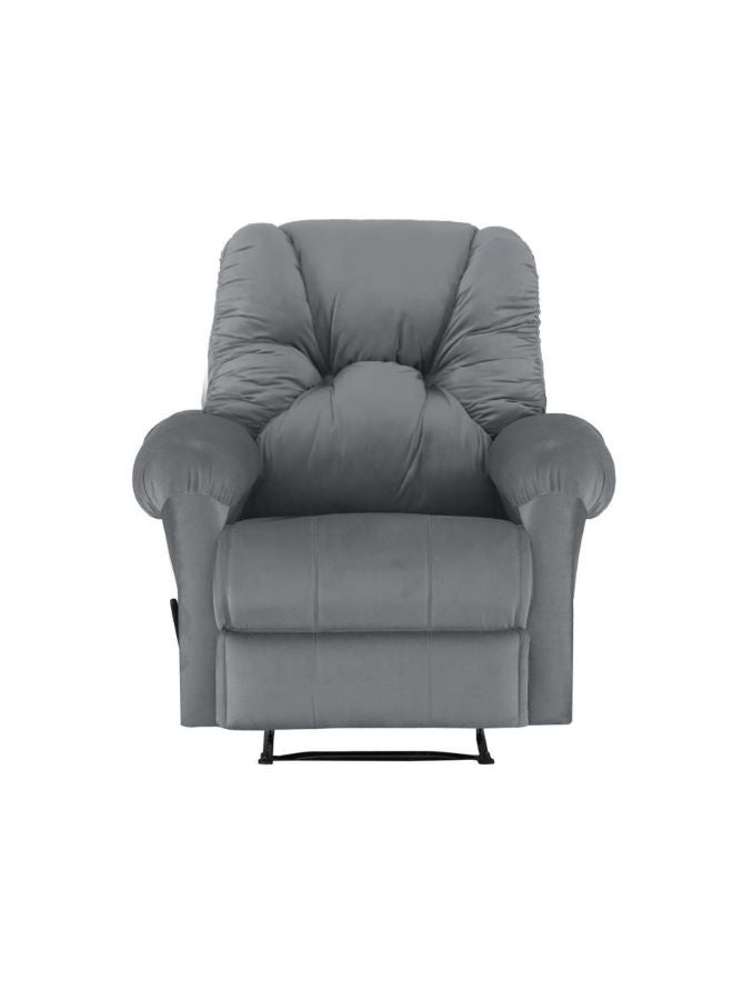 Velvet Upholstered Rocking and Rotating Recliner Chair With Bed Mode Grey 90x100x80cm