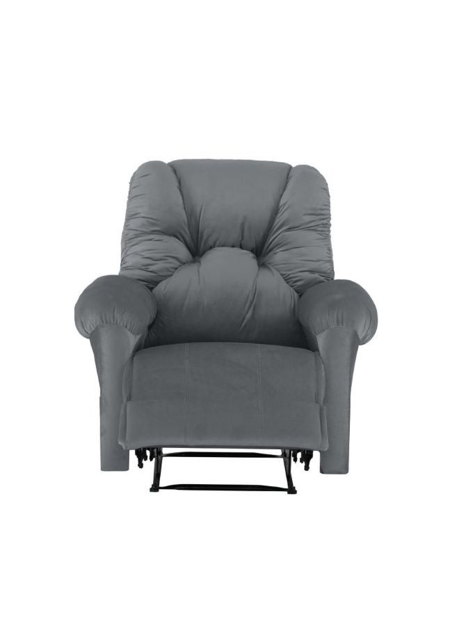 Velvet Upholstered Rocking and Rotating Recliner Chair With Bed Mode Grey 90x100x80cm