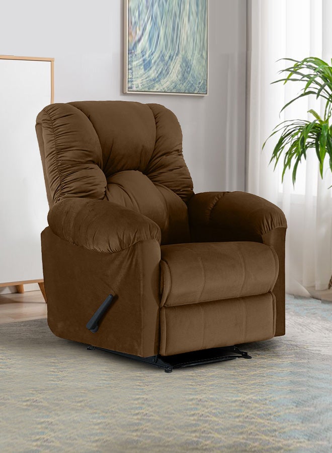 AMERICAN POLO - Velvet Upholstered Rocking and Rotating Recliner Chair With Bed Mode Light Brown 90x100x80cm - Image 1