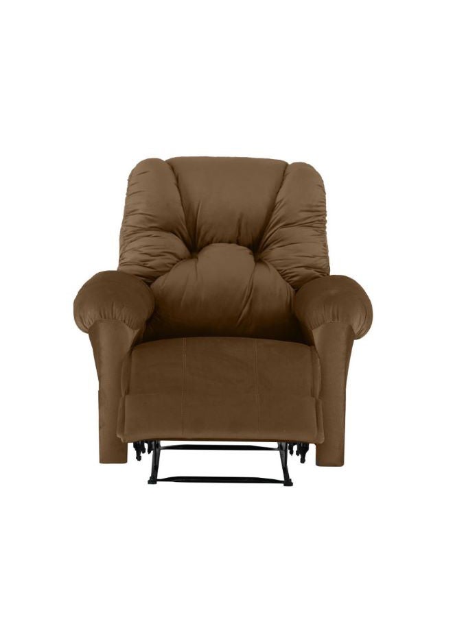 AMERICAN POLO - Velvet Upholstered Rocking and Rotating Recliner Chair With Bed Mode Light Brown 90x100x80cm - Image 1