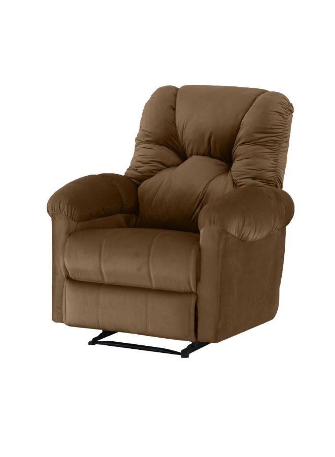 AMERICAN POLO - Velvet Upholstered Rocking and Rotating Recliner Chair With Bed Mode Light Brown 90x100x80cm - Image 1