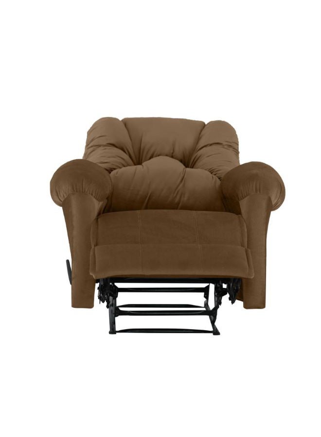 AMERICAN POLO - Velvet Upholstered Rocking and Rotating Recliner Chair With Bed Mode Light Brown 90x100x80cm - Image 1