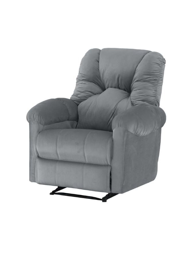 Velvet Upholstered Rocking and Rotating Recliner Chair With Bed Mode Grey 90x100x80cm
