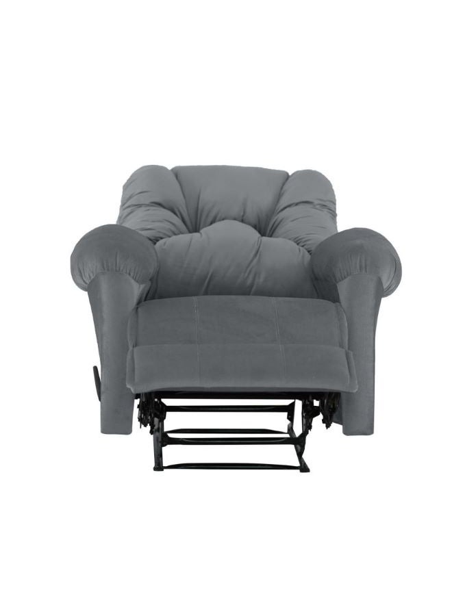 Velvet Upholstered Rocking and Rotating Recliner Chair With Bed Mode Grey 90x100x80cm