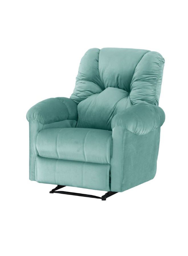 Velvet Upholstered Rocking and Rotating Recliner Chair With Bed Mode Light Turquoise 90x100x80cm