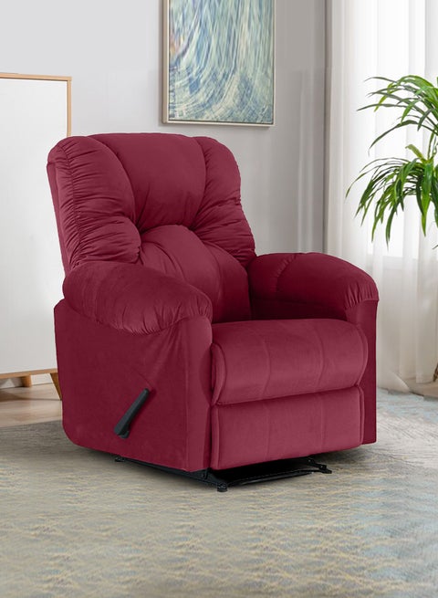 Velvet Upholstered Rocking and Rotating Recliner Chair With Bed Mode Burgundy 90x100x80cm