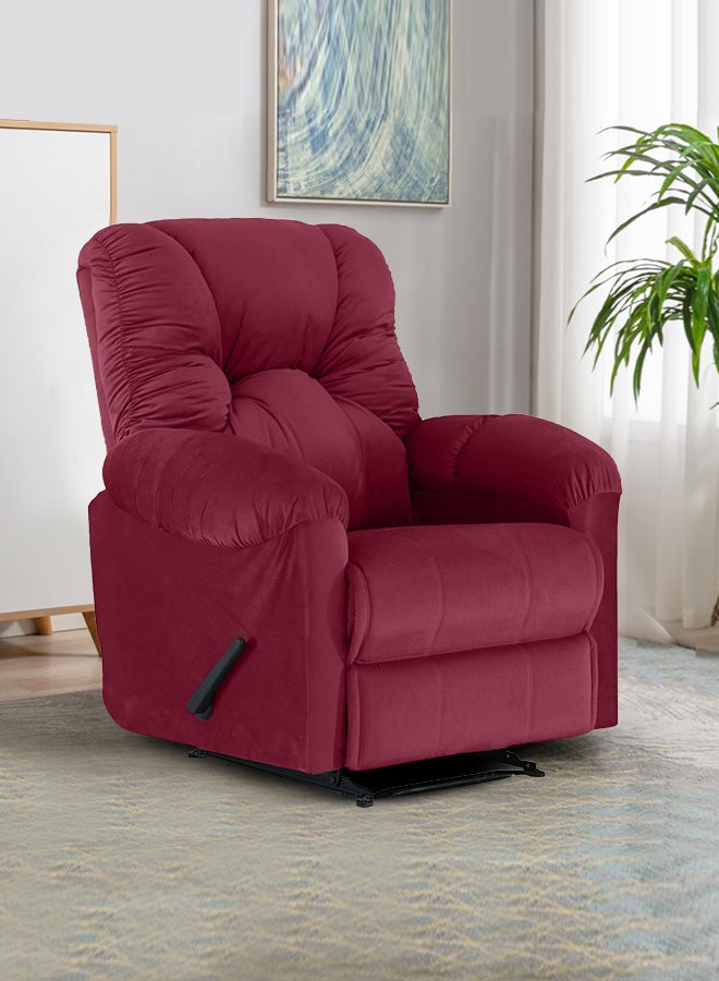 Velvet Upholstered Rocking and Rotating Recliner Chair With Bed Mode Burgundy 90x100x80cm