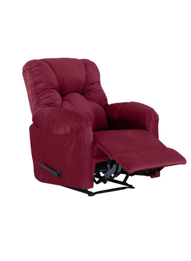 Velvet Upholstered Rocking and Rotating Recliner Chair With Bed Mode Burgundy 90x100x80cm