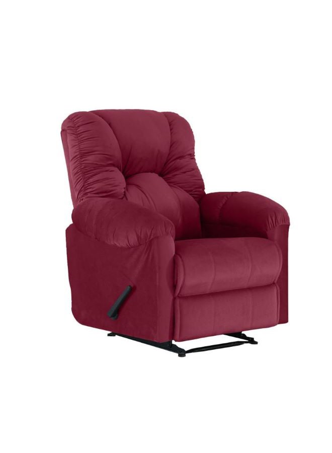 Velvet Upholstered Rocking and Rotating Recliner Chair With Bed Mode Burgundy 90x100x80cm