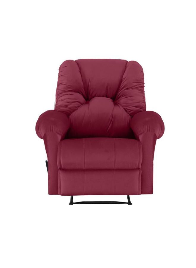 Velvet Upholstered Rocking and Rotating Recliner Chair With Bed Mode Burgundy 90x100x80cm