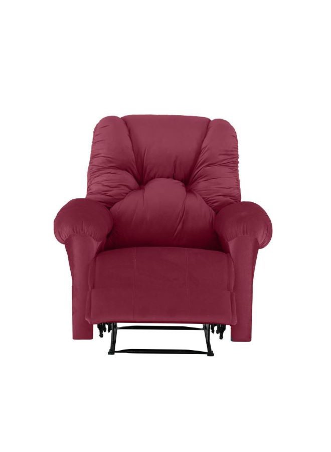 Velvet Upholstered Rocking and Rotating Recliner Chair With Bed Mode Burgundy 90x100x80cm