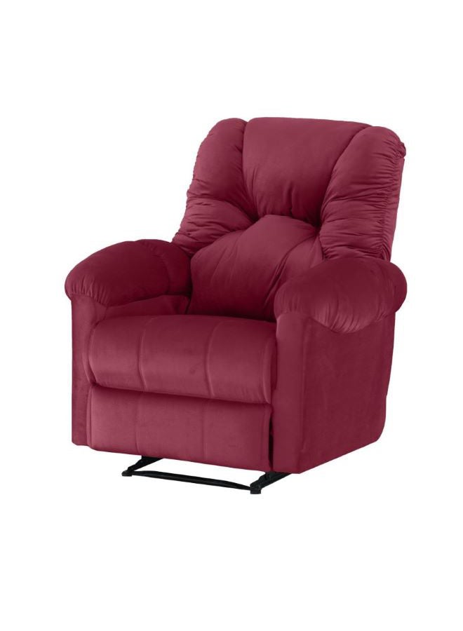 Velvet Upholstered Rocking and Rotating Recliner Chair With Bed Mode Burgundy 90x100x80cm