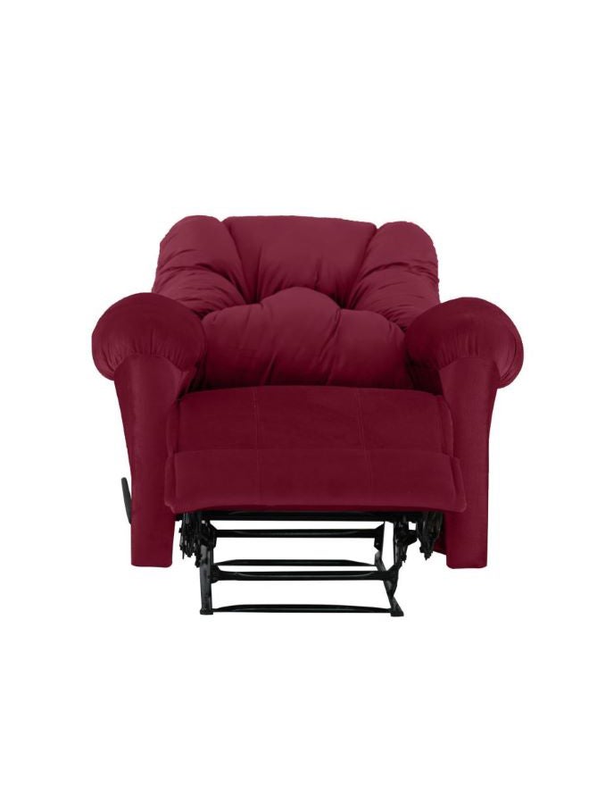 Velvet Upholstered Rocking and Rotating Recliner Chair With Bed Mode Burgundy 90x100x80cm